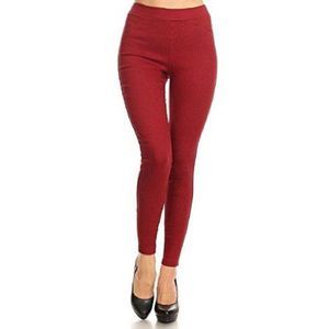 𝅺jvini Women's Pull-On RED Stretch Legging Pants